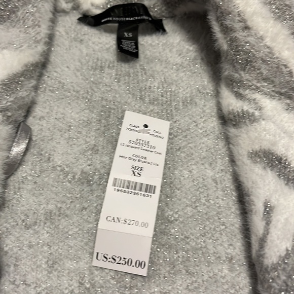 WHBM Jaguars Sweater Coat in silvery gray and white in size XS. NWT - Picture 5 of 5